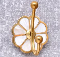 Double End Mother of Pearl Gold Brass Coat Hook